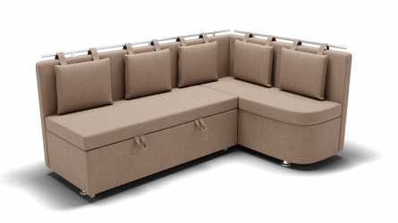 Кухонный диван Париж-1 угол левый/правый (ЗР) Цвет фасада: Светло коричневый; Тип: Левый/правый; Материал фасада: Металл/Велюр