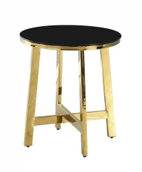 Журнальный стол АЛЬБА 50кс50 Золото (стекло черное) / 50x50