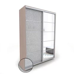 Шкаф-купе с зеркалом в прихожую Акцент-Квадро КЛ 1400х600 Шимо светлый/хром