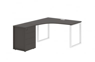 Стол эргономичный с тумбой левый ЕДИС ЕКCЕТ 1318 Л Мокко Белый / EDIS EQCET L