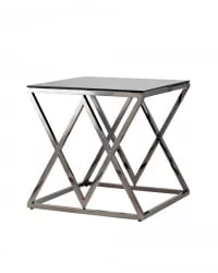 Журнальный стол ИНСИГНИЯ 55x55 Темный хром стекло смоке / smoke