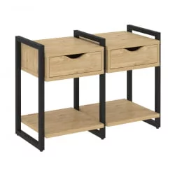 Тумба на регулируемых опорах наборная. Вариант №1 ЛОФТ ВР.Л-ТН-1.О Металл черный Тиквуд светлый / LOFT VR.L-TN-1.O