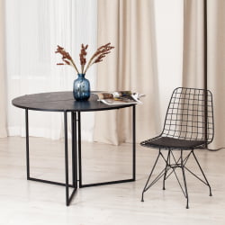 Раскладной стол ЙООП (мод. 1202) ЛДСП+меламин/металл, 100 х 100 х 72 см, черный мрамор/черный / YOOP (mod.