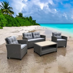 Плетеный комплект мебели с диваном АФМ-804Г Дэрк Грей / AFM-804G Dark Grey