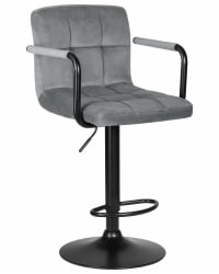 Стул барный ДОБРИН КРУГЕР АРМ БЛАCК (серый велюр (МДЖ9-75)) / DOBRIN KRUGER ARM BLACK (MJ9-75))