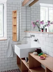 Поворотный зеркальный шкаф Хоп Шелф Молочный дуб