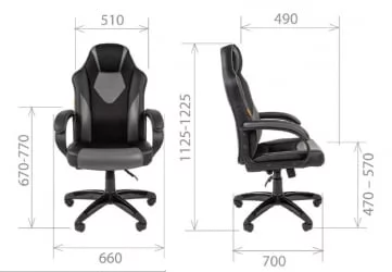 Кресло геймерское CХАИРМАН ДРАЙВ (ГАМЕ) 17 Черный Серый / CHAIRMAN (GAME)