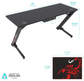 Геймерский стол Еурека ЕРК-ТН-З60-БК / Eureka ERK-TN-Z60-BK