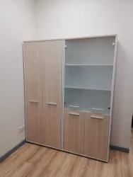 Шкаф 4 широкий верх стеклянные двери, низ закрытый Дека 10.19.171 Туя/Белый / Deka