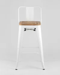 Полубарный стул Толикс Воод со спинкой Белый / Tolix Wood