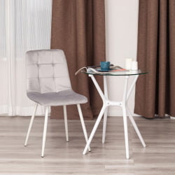 Металлический стул CХИЛЛЙ (мод. 7094-1) вельвет/металл, 44,5х52,5х86 см, пинк (розовый) ХЛР39 / натуральный / CHILLY (mod. pink HLR39