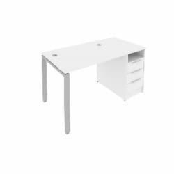 Рабочая станция с опорной тумбой Метал Сйстем Б.РС-СТП -1.1 Белый/Серый / Metal System