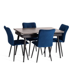 Раздвижной стол Лорд Грей/Лорд Грей столешница керамика (матовая) /опоры металл, светло-серый/черный, (120+30+30)кс80кс75 см / Lord Grey/Лорд (120+30+30)x80x75