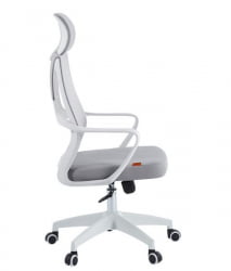 Кресло руководителя CХАИРМАН CХ636 ткань/сетка серый, белый пластик (М) / CHAIRMAN CH636 (M)