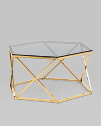 Журнальный столик Круз 93*80 стекло смоке сталь Золото / smoke
