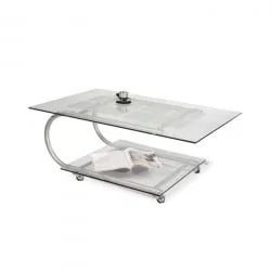 Стеклянный стол Дуэт 10 Металлик/ прозрачное