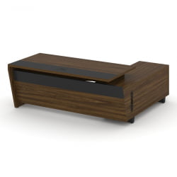 Стол руководителя с опорной тумбой, левый Корнер CОР.СРТ-20(Л) Орех Лоренцо Графит / Corner COR.SRT-20(L)