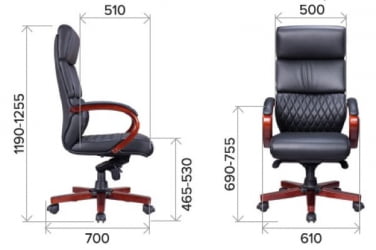 Стул руководителя Еверпроф Пресидент Воод Кожа Черный / Everprof President Wood