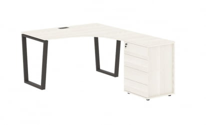 Стол эргономичный с тумбой правый ЕДИС ЕВCЕТ 1318 Р Ясень Траун Мокко / EDIS EVCET R