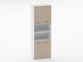 Шкаф 5 широкий закрытый с 2 -мя открытыми полками Дека 10.23.121 Туя/Белый / Deka