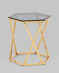 Журнальный столик Круз 48*42 стекло смоке сталь Золото / smoke