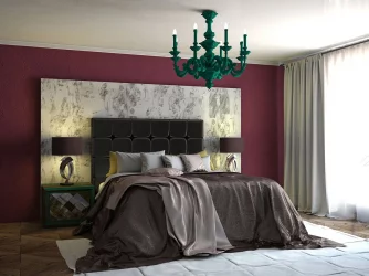 Кровать с мягким изголовьем Черный_68179