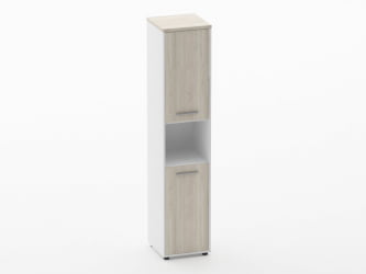 Шкаф 4 узкий закрытый, с нишей Дека 10.19.12Пр Дуб Сантана светлый/Белый / Deka