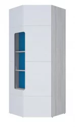 Шкаф угловой с полками Палермо Юниор 08 Белый глянец Ясень шимо светлый Синий