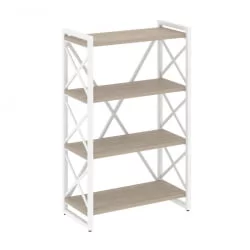 Стеллаж на регулируемых опорах - 4 полки ЛОФТ ВР.Л-МСТ.О-4.8 Металл белый Дуб Аттик / LOFT VR.L-MST.O-4.8