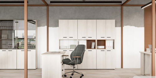 Комплект офисной мебели ЛЕМО №7 Сосна Скандинавия Карамель нюд / LEMO