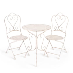 Комплект (стол + 2 стула) Сеcрет де Маисон Моникуе (мод. ПЛ08-6241.6242) металл, стол:62*73, стул: 48*40*93, Античный белый (Антикуе Вхите) / Secret de Maison Monique (mod. PL08-6241.6242) (Antique White)