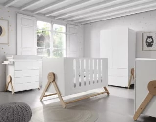 Кроватка 140кс70 Микуна Свинг Биг Вхите/Ватервоод / 140x70 Micuna Swing Big White/Waterwood