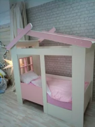 Кровать Теремок без ящика Белая-Розовая