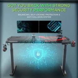 Геймерский стол ЕУРЕКА ЕРК-ЕГД-С62Б Черный с РГБ / EUREKA ERK-EGD-S62B RGB