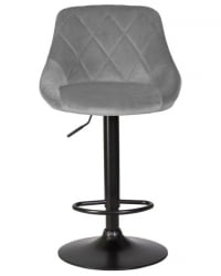 Стул барный ДОБРИН ЛОГАН БЛАCК (серый велюр (МДЖ9-75)) 2 шт / DOBRIN LOGAN BLACK (MJ9-75))