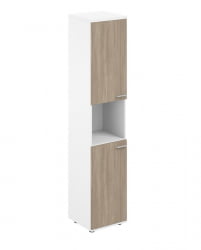 Шкаф высокий с нишей левый Сигма СГ.846.ВХ.ОД.ОД.Л Белый Дуб темный / Sigma SG.846.WH.OD.OD.L