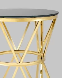 Журнальный стол ВИВА 50кс50 Золото (стекло черное) / 50x50