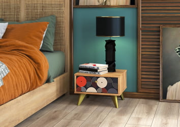 Тумба дизайнерская Фьюжн ТМ-004 дуб крафт золотой/ВИНИЛ / золотой/VINIL