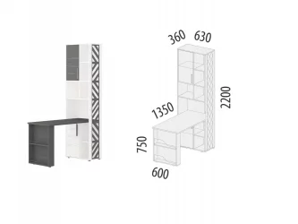 Стол-стеллаж (лев/прав) Аляска 64