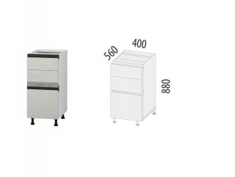 Напольный шкаф (3 ящика с доводчиком Титусофт) Бостон 60 / Titusoft)