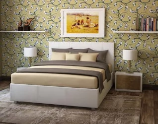 Кровать с мягким изголовьем Бежевый