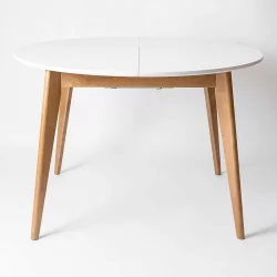 Круглый раздвижной стол Орион Плус 100кс100 Морилка Орех Эмаль белая / Plus 100x100