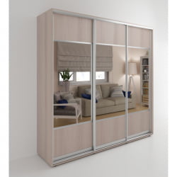 Шкаф-купе трехстворчатый с зеркалом Акцент-Дуэт Д 2100х600 Ясень шимо светлый