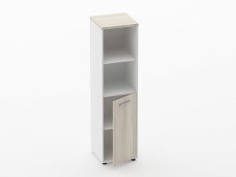 Шкаф 3 узкий 2 полки открытые, 2 полки закрытые Дека 10.16.11Пр Дуб Сантана светлый/Белый / Deka