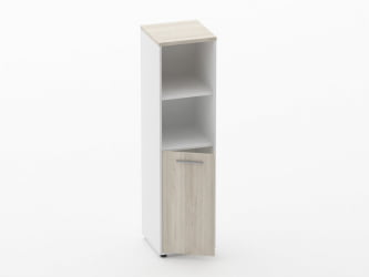 Шкаф 3 узкий 2 полки открытые, 2 полки закрытые Дека 10.16.11Л Дуб Сантана светлый/Белый / Deka