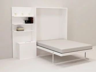 Кровать двуспальная из металла Смарт 1 К 1600+П левая Белая шагрень