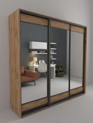 Шкаф-купе 3-х дверный Акцент-Лайт 3 2400х600 Дуб крафт золотой