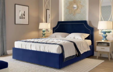Кровать с ортопедическим основанием Катрин 1600 Мора синий