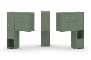 Надставка на стол высокая двухсторонняя + задняя стенка (8 шт.) + распашной фасад (6 шт.) CОНCЕПТ CН.ДНВ-009 Кобо Белый металл / CONCEPT CN.DNV-009