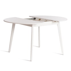 Раздвижной овальный стол СВЕЛТО ЛДСП, опора-массив березы, 105 х 105 (140) х 74.5 см, Белый /белый / SVELTO